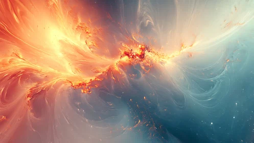 Digital painting of stellar plasma rift with flowing gradients.