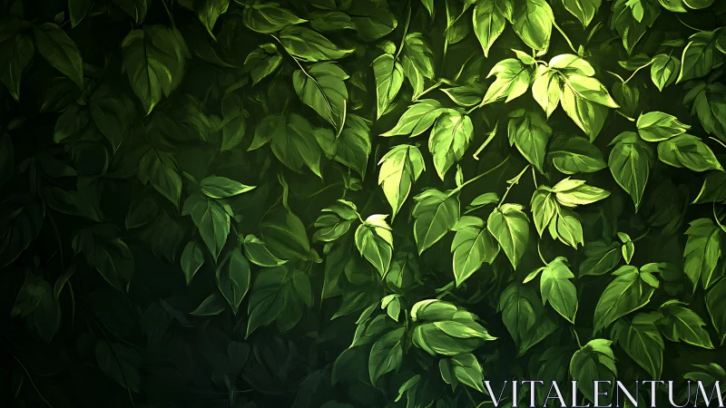 Luminous green foliage pattern with layered ivy leaves