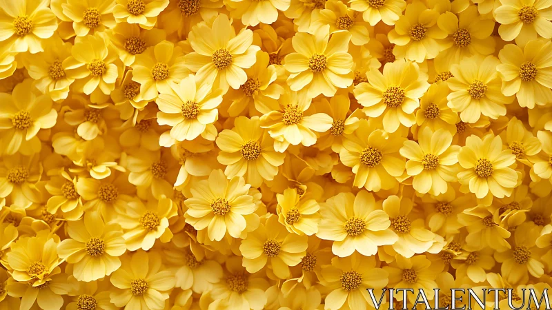 Dense Yellow Daisy Flowers Composited with Multiple Overlapping Petals and Textured Centers