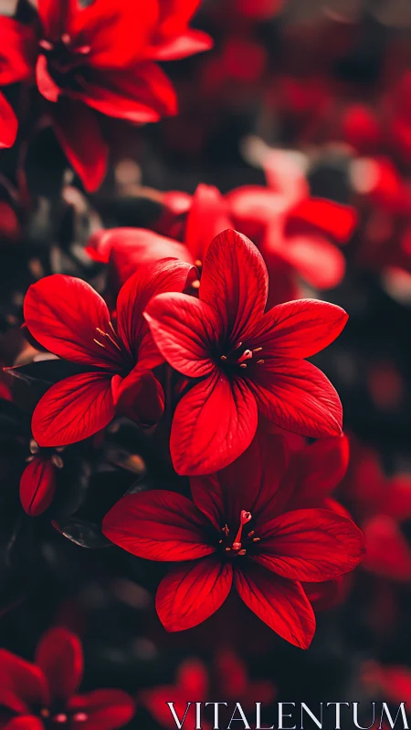 Brilliant Red Flowers Bloom in Radiant Sunlit Glory