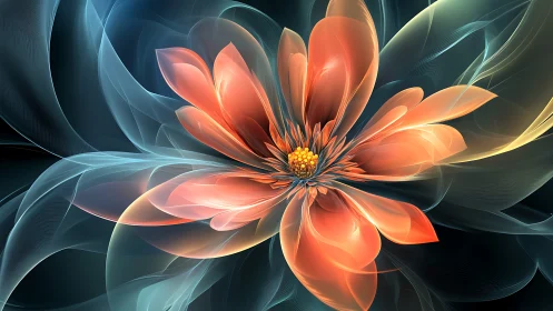 Glowing Glass Petals Bloom in a Dreamy Digital Garden.