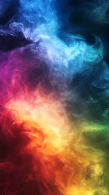 Multicolored turbulent nebula-like gradient fills vertical frame