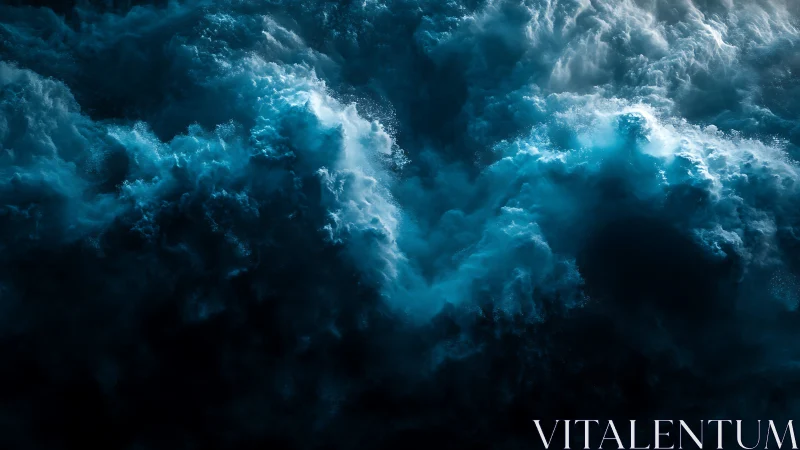 Roaring teal ocean swirls invite you into wild, stormy light