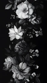 Black and White Botanical Floral Study