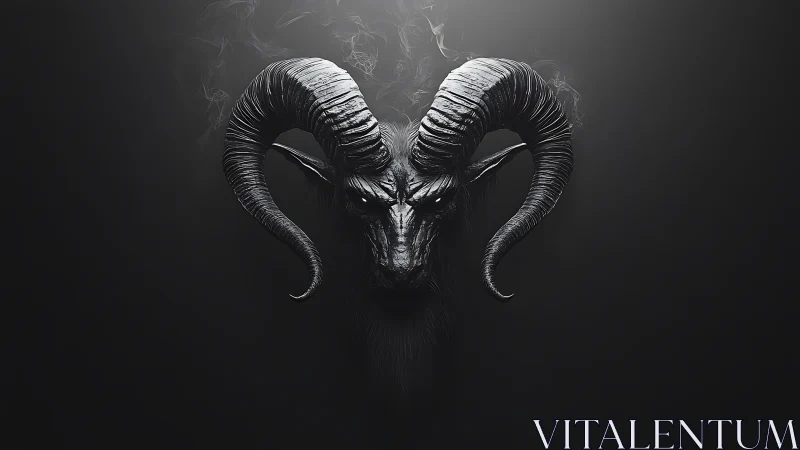 Horned shadow king emerges from smoke-soaked darkness.