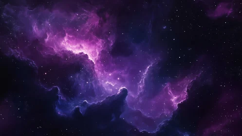 Cosmic violet nebula swirls gently through the quiet stars