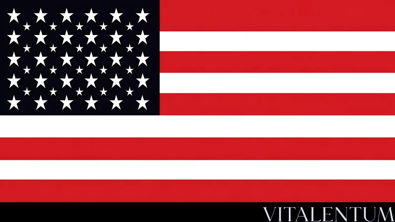 United States flag graphic with bold stars and stripes layout.