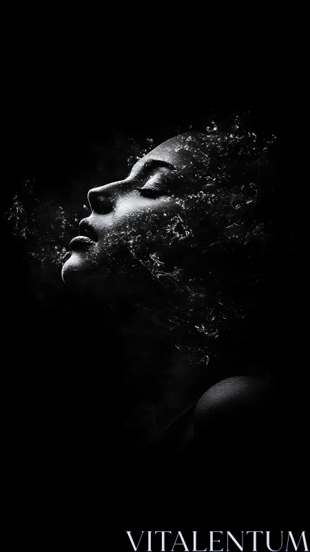 Dreamlike profile drifting through liquid starlight.