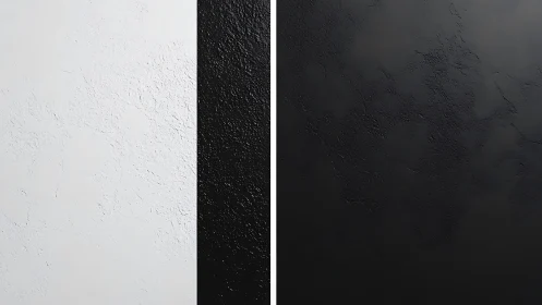 Monochrome textured wall panels with stark vertical divide.