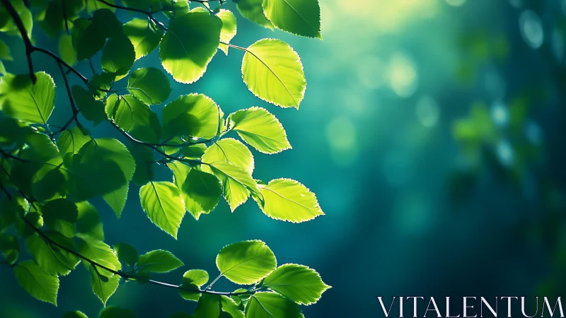 Sunlit Green Leaves Close-Up in Soft Nature Photography Style.