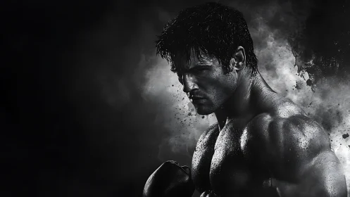 Boxer Profile in Dramatic Grayscale Intensity.
