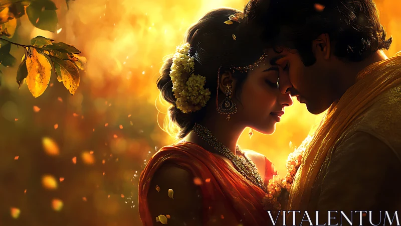 Golden Hour Romance Unfolds Through Twilight Leaves