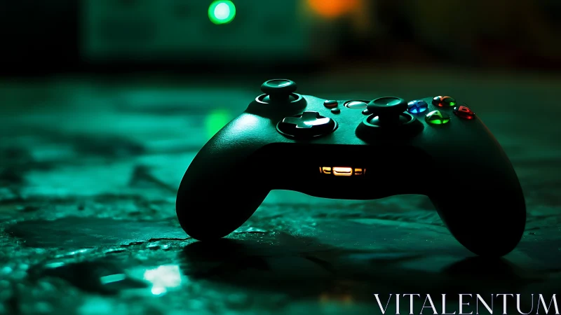 Next-Gen Gaming Controller with Neon Cyan Ambient Lighting.