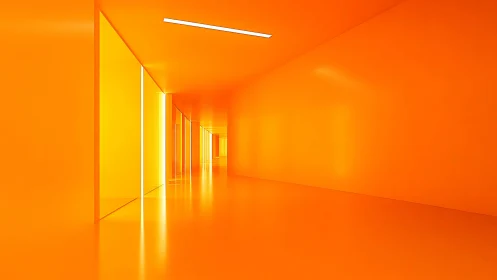 Volumetric Corridor Rendered with Warm Color Temperature Gradient