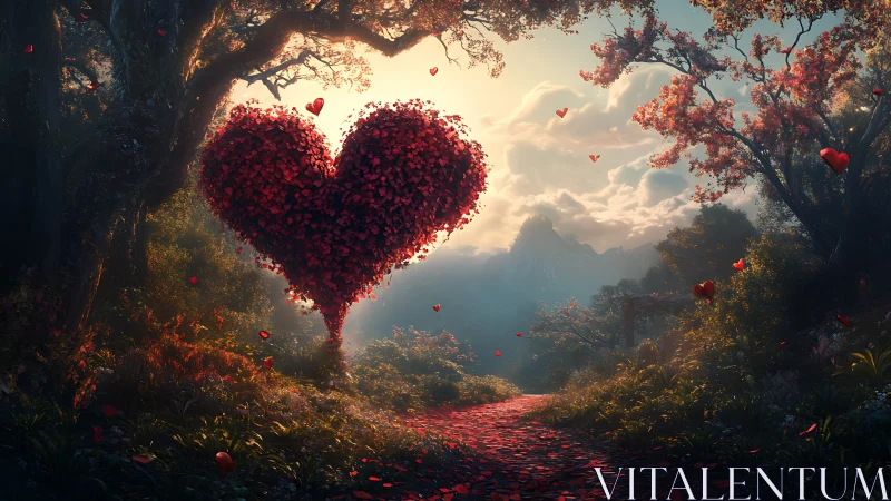 Heart-Shaped Cloud Formation in Forest Landscape