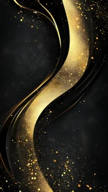 Golden ribbons flow softly across a deep black night sky