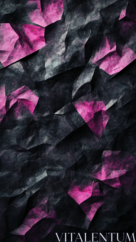 Cracked magenta shards cut through dark textured stone field