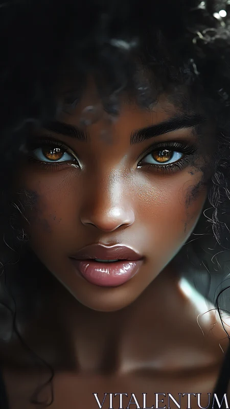 Golden-eyed portrait wrapped in soft light and quiet power.
