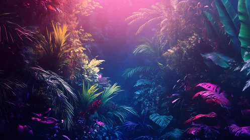 Neon Jungle Escape: A Glowing Tropical Paradise