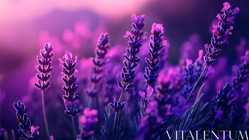 Lavender Field in Purple Twilight Light