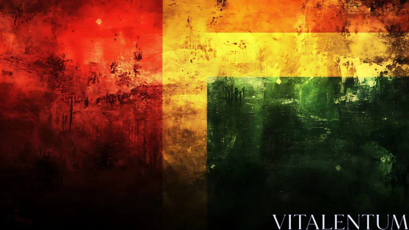 Color field grid divides red, yellow, and green textured zones