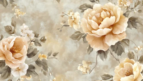 Luminous Peony and Rose Composition with Atmospheric Impasto Rendering.