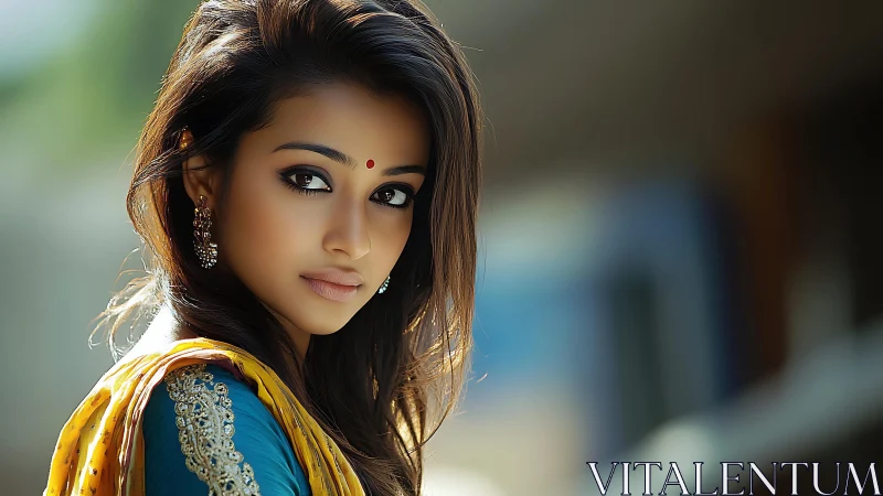 Gentle portrait celebrates a young woman in vibrant attire