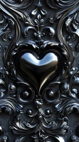Ornate Black Heart: Gothic Elegance and Romantic Symbolism