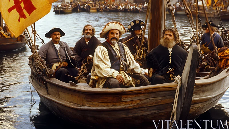 Seasoned sailors share a proud moment aboard a wooden boat