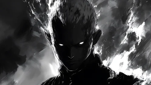 Midnight inferno studies its prey with ghostlit, burning eyes