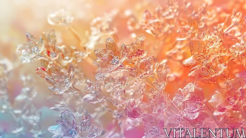 Crystalline Flowers Shimmer in Ethereal Light Gradient