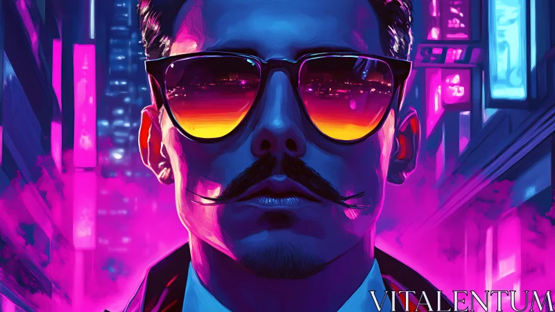 Neon night wanderer in vivid cyber city glow.