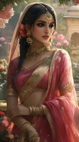 Lotus courtyard whispers linger around the jeweled bride