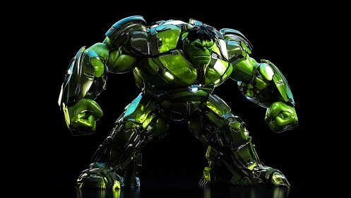 Armored green brute rendered in glossy 3D stance.