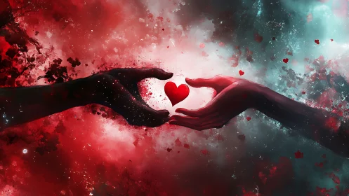 Two Hands Sharing Love Heart Symbol.