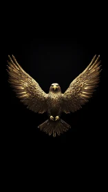 Golden eagle emblem with spread wings on black field.