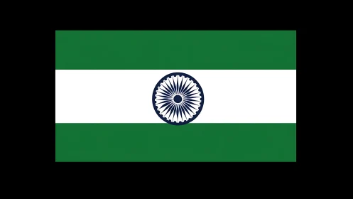 Minimalist flag reinterpretation centers bold Ashoka wheel