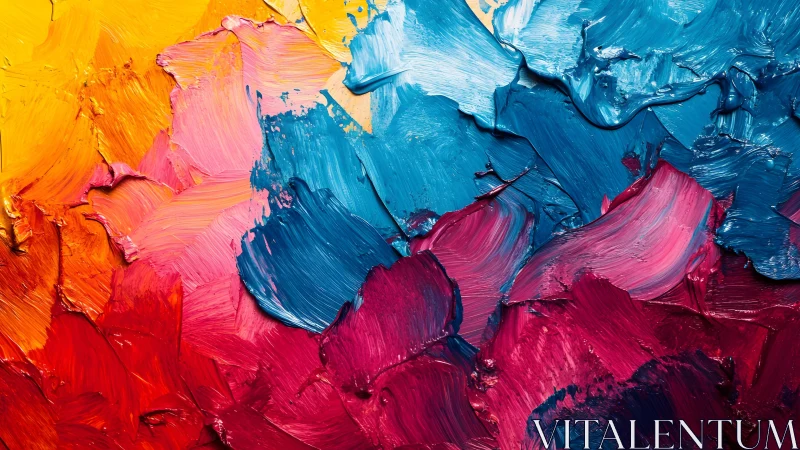 Vibrant Abstract Oil Painting with Bold Brush Strokes and Texture.