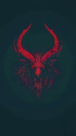 Horned demonic overlay rendered in minimalist red linework.