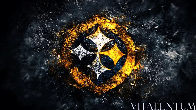 Geometric emblem with four-pointed star motif remains centered