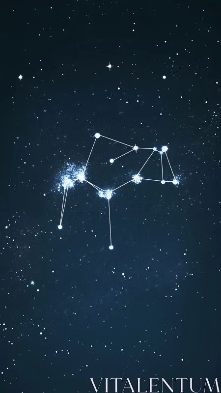 Stellar constellation diagram glows against deep night sky