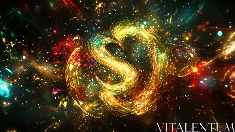 Digital painting of luminous cosmic energy vortex in motion.