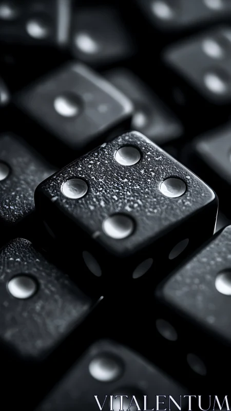 Macro study of textured black dice under specular lighting.