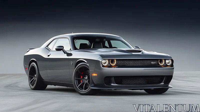 Muscle coupe stands poised with aggressive stance and lights.