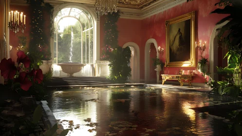 Neoclassical Grand Gallery with Flooded Floors and Arched Fenestration.