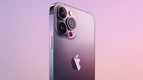 Advanced iPhone Pro Max smartphone displaying tri-camera telephoto system design
