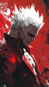 Scarlet storm striker with silver fury hair brooding hard.