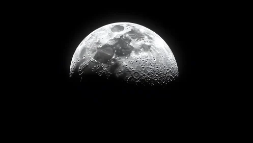 High contrast lunar terminator close-up with cratered southern limb