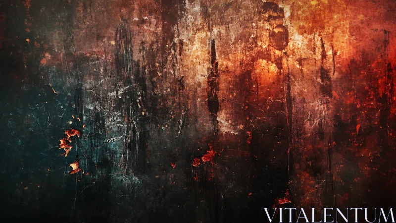 Textured abstract wallscape with burned patina gradients.