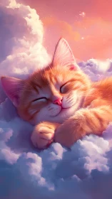 Sleeping Cat Cradled in Celestial Clouds.